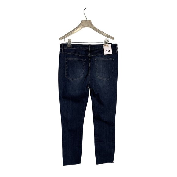 3x1 Midway Skinny Crop Jeans Womens Size 32 Dark Indigo Distressed Hem Denim - Picture 2 of 12